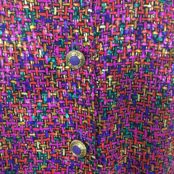 Vtg Parnes Feinstein Purple Belted Button Dress Size 10 (Vintage Size 16) - Picture 2 of 9